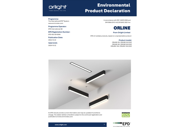 ORLINE Series EPD Now Available: Orlight's Commitment To Transparency & Sustainability